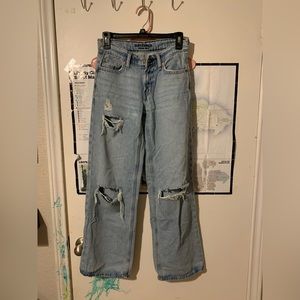 Arizona Jeans Low Rise Distressed Loose Dad Jeans
